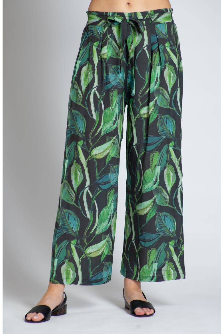 Print Tie Waist Crop Wide Leg Pants, Main, color, GREEN MULTI