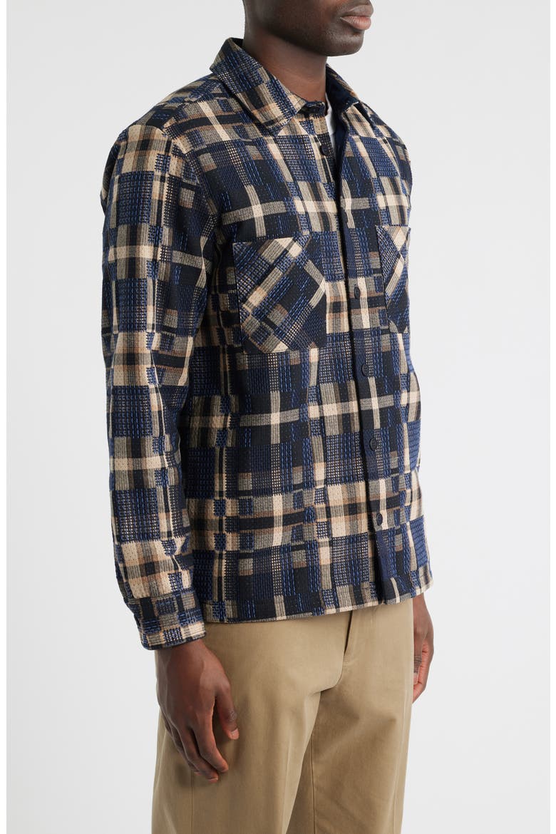 Whiting Glitch Check Overshirt, Alternate, color, NATURAL / NAVY