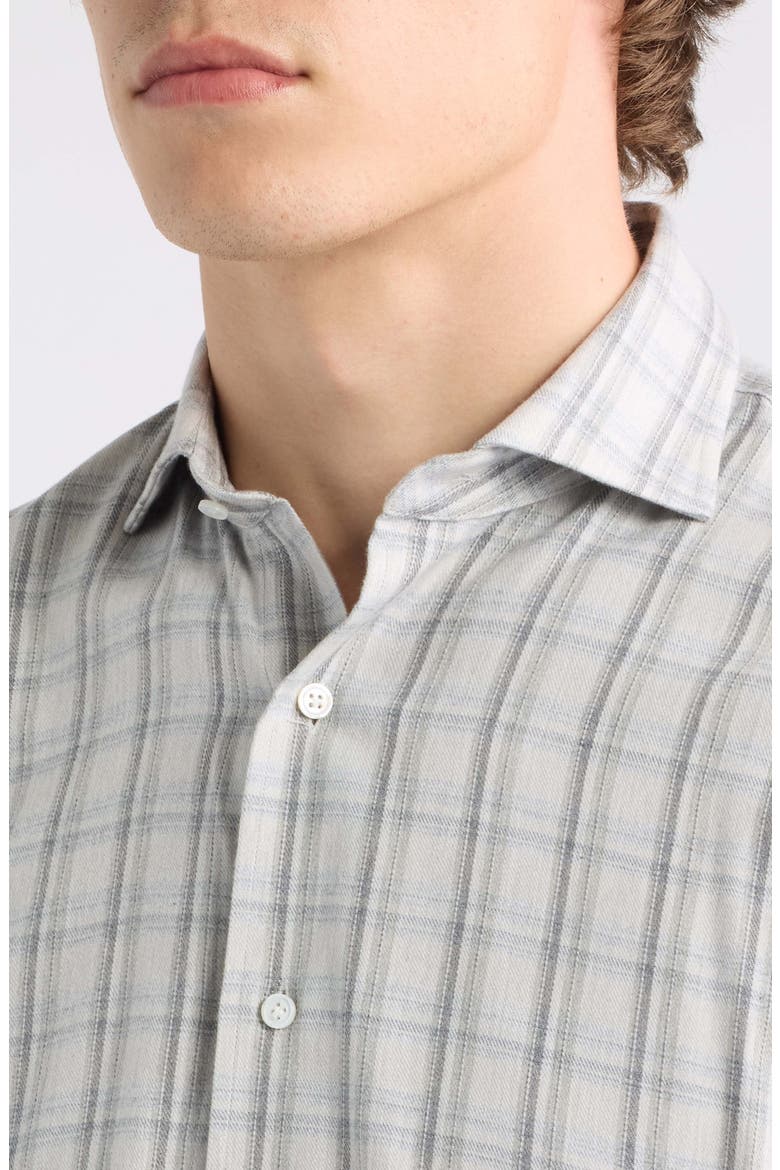 Crown Crafted Plaid Flannel Button-Up Shirt, Alternate, color, BRITISH GREY