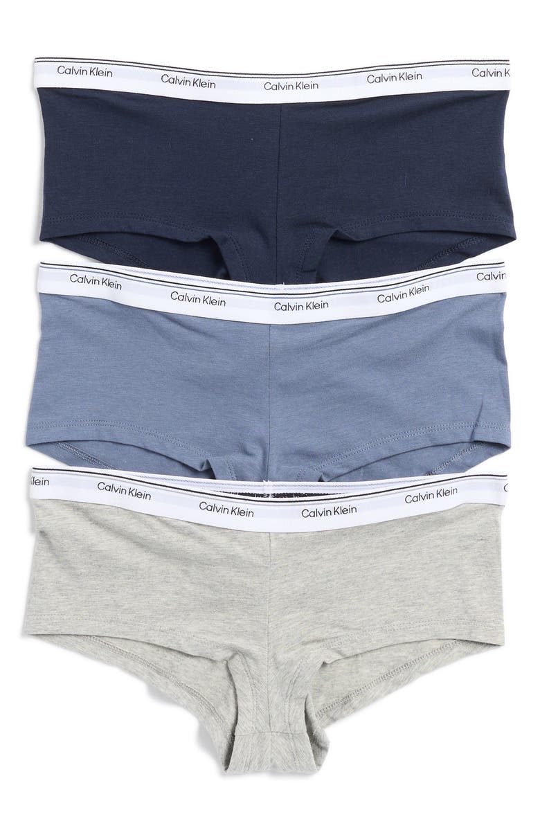 Calvin Klein Balance Assorted 3-Pack Boyshorts, Main, color, Blue/ Black/ Grey