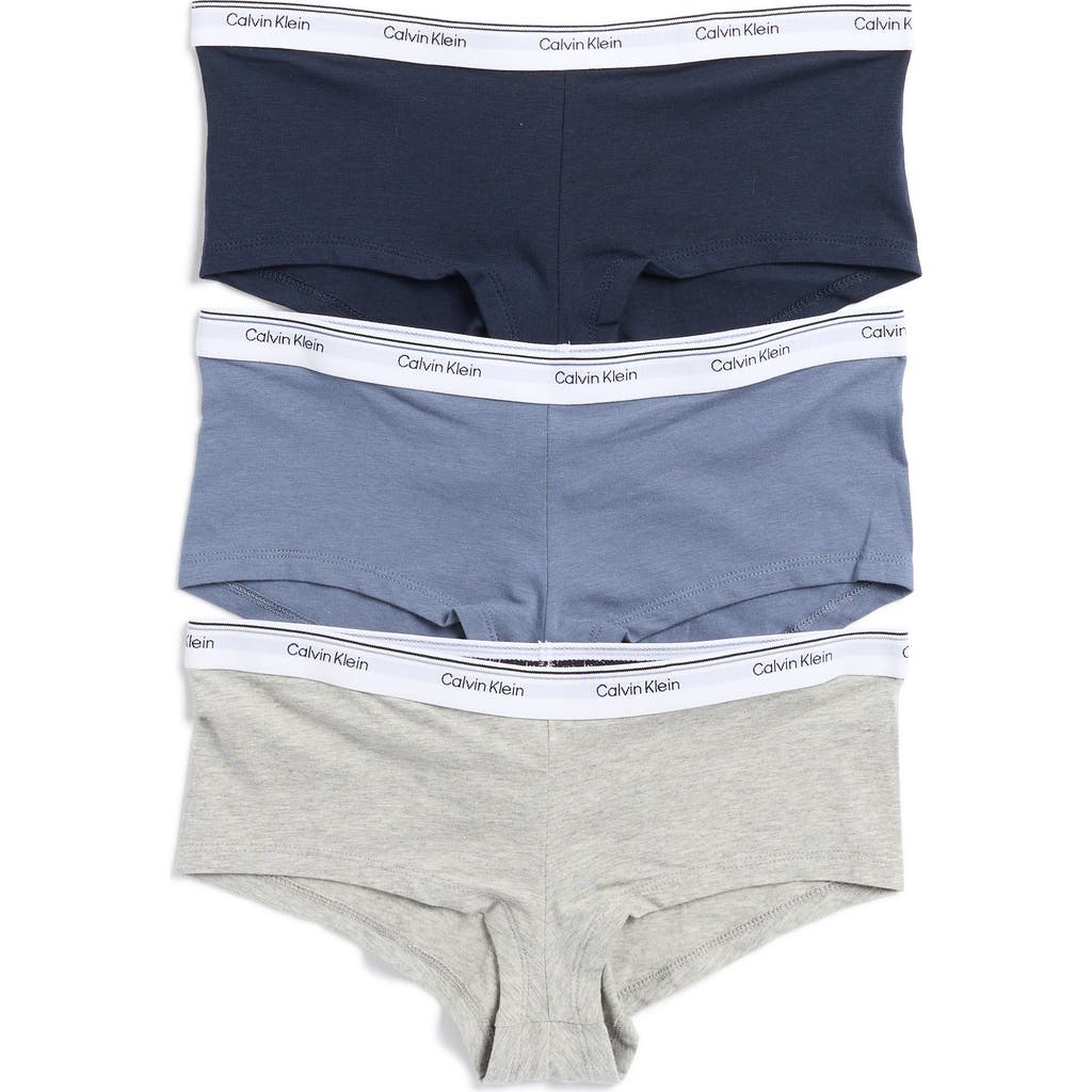 Calvin Klein Balance Assorted 3-pack Boyshorts In Blue/black/grey