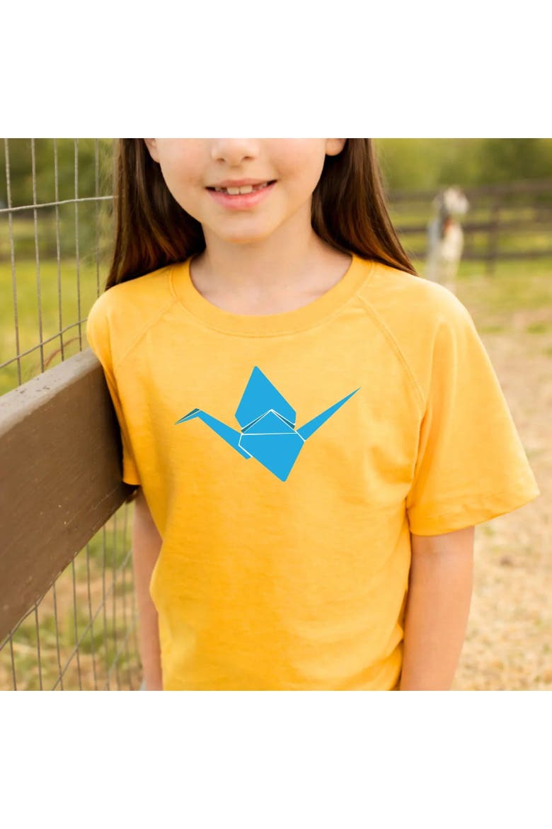Kids' Organic Cotton Paper Crane Graphic T-Shirt, Alternate, color, Ocher