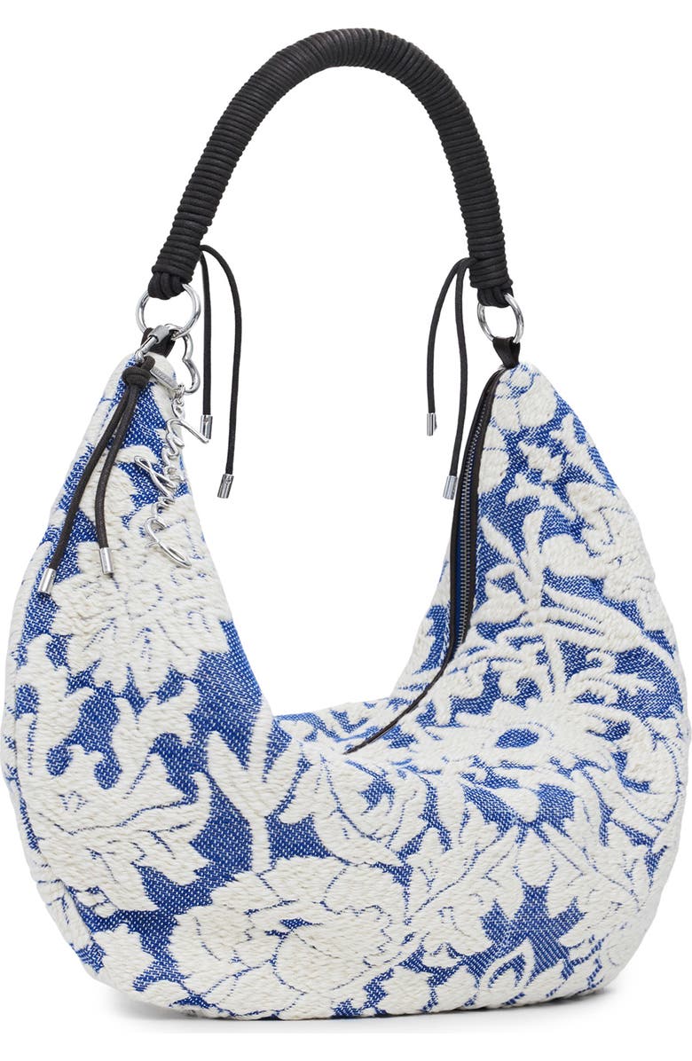 Desigual Floral Embroidered Shoulder Bag, Alternate, color, Royal Blue