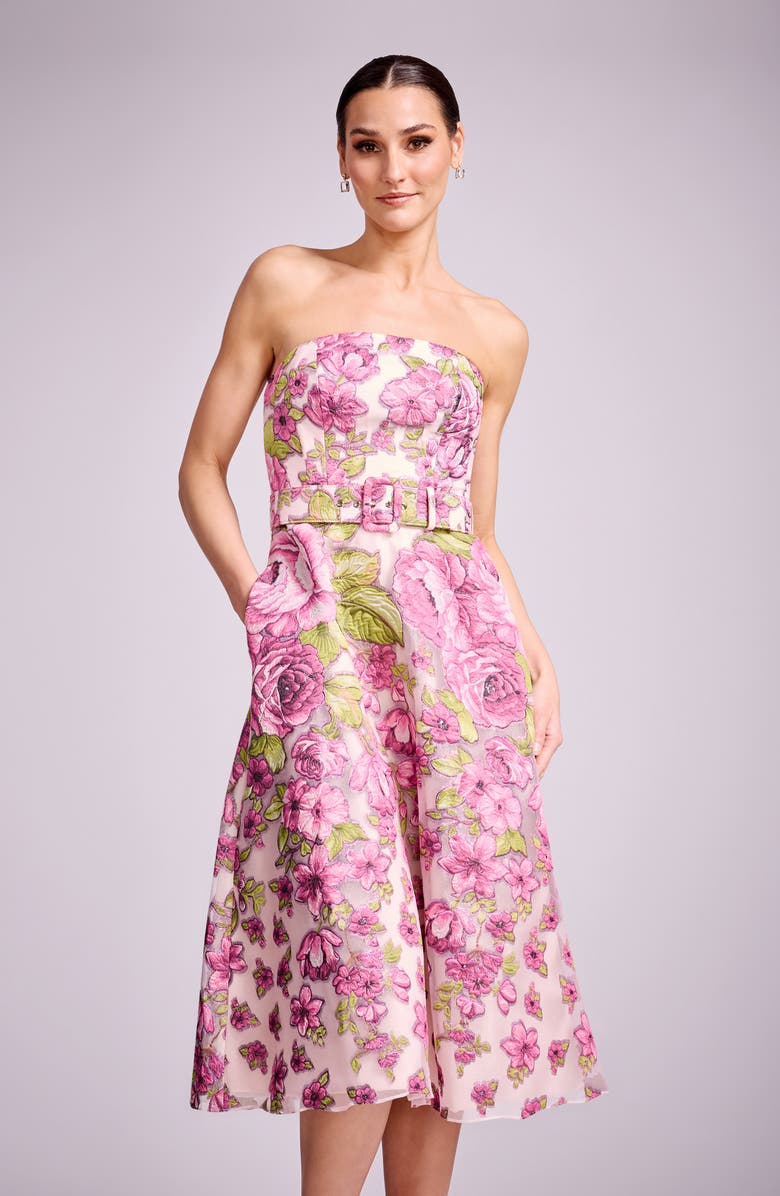 Dress the Population Allegra Brocade Strapless Cocktail Dress, Alternate, color, 