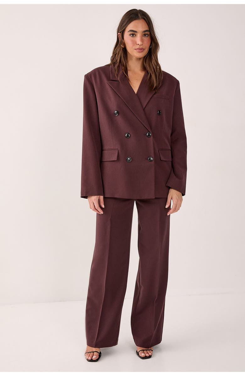 NASTY GAL Double Breasted Oversized Blazer, Alternate, color, Chocolate