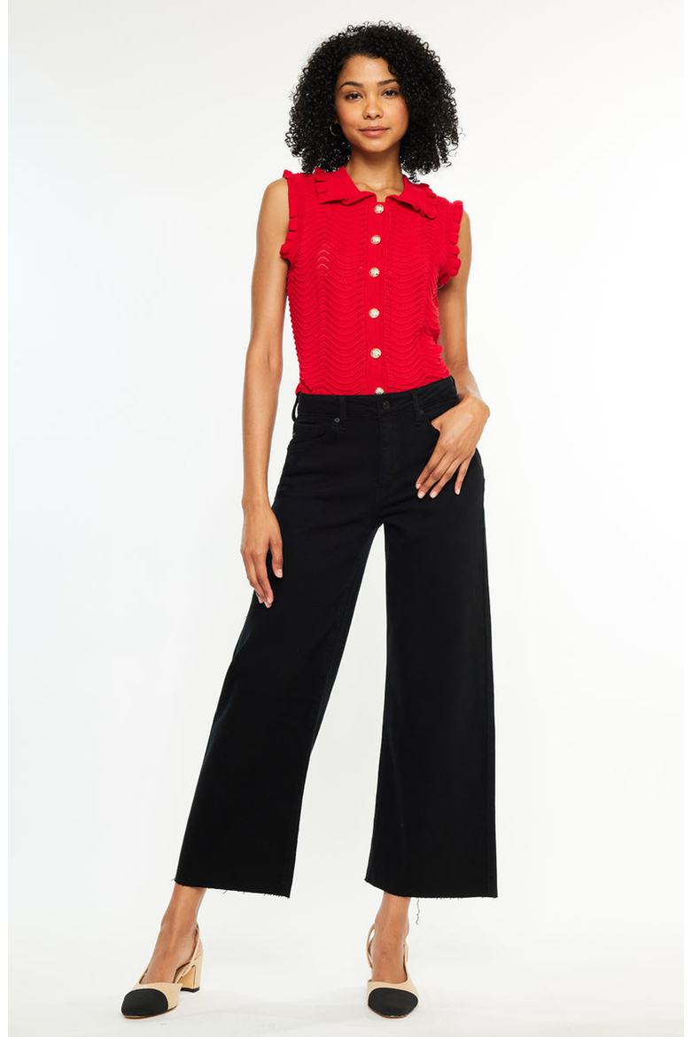 Dianella High Rise Crop Wide Leg Jeans, Main, color, Black