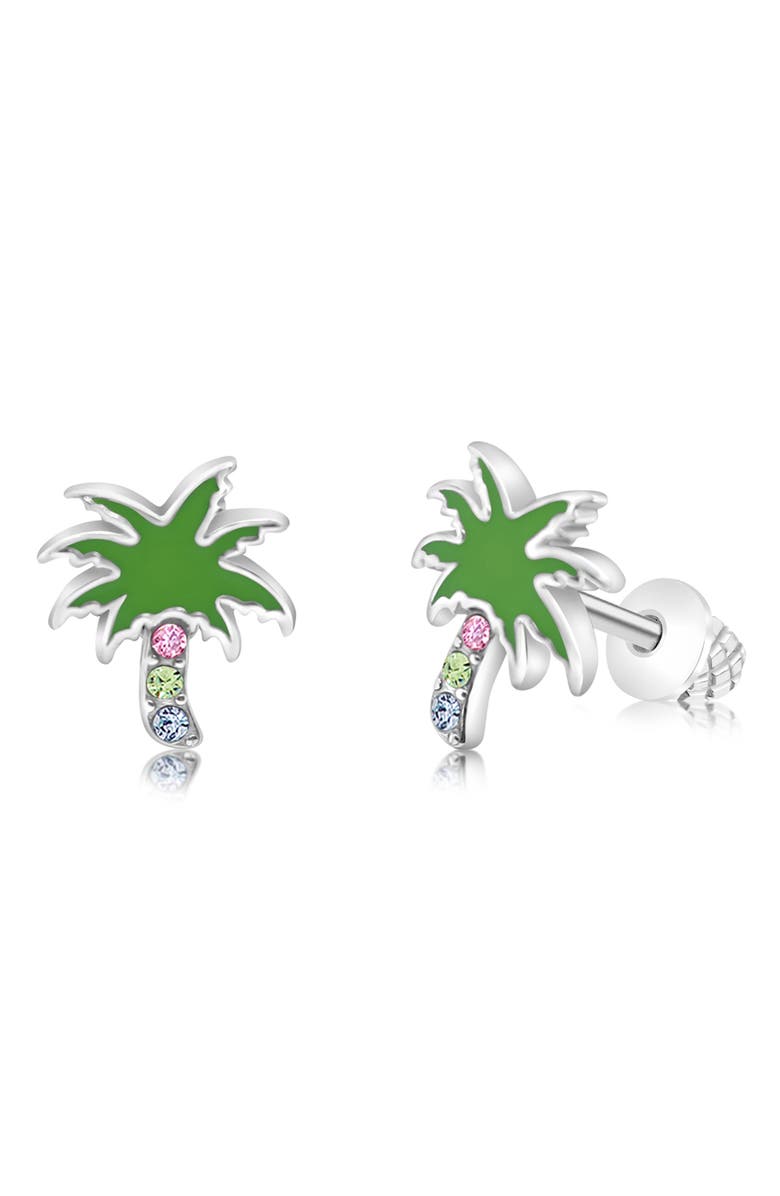 Chanteur Kids' Palm Tree Stud Earrings, Main, color, Green