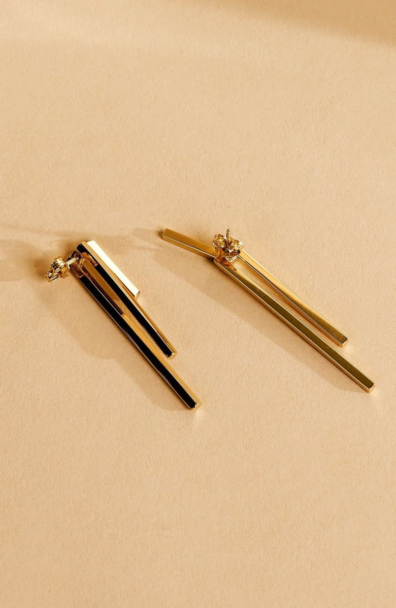 Aurate New York Tribar Ear Jacket Earrings, Alternate, color, Vermeil / Yellow