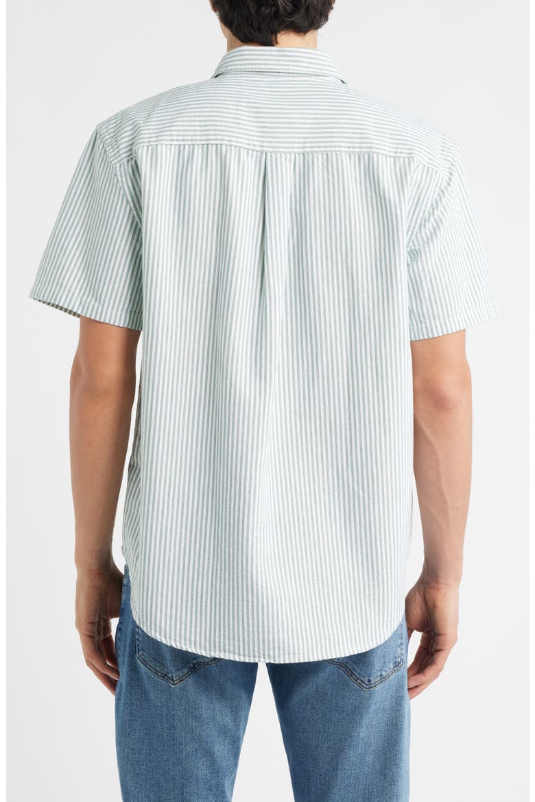 Allday Oxford Single Pocket Short Sleeve Button-Up Shirt, Alternate, color, GREEN STRIPE