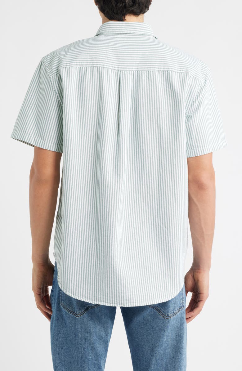 Madewell Allday Oxford Single Pocket Short Sleeve Button-Up Shirt, Alternate, color, Green Stripe