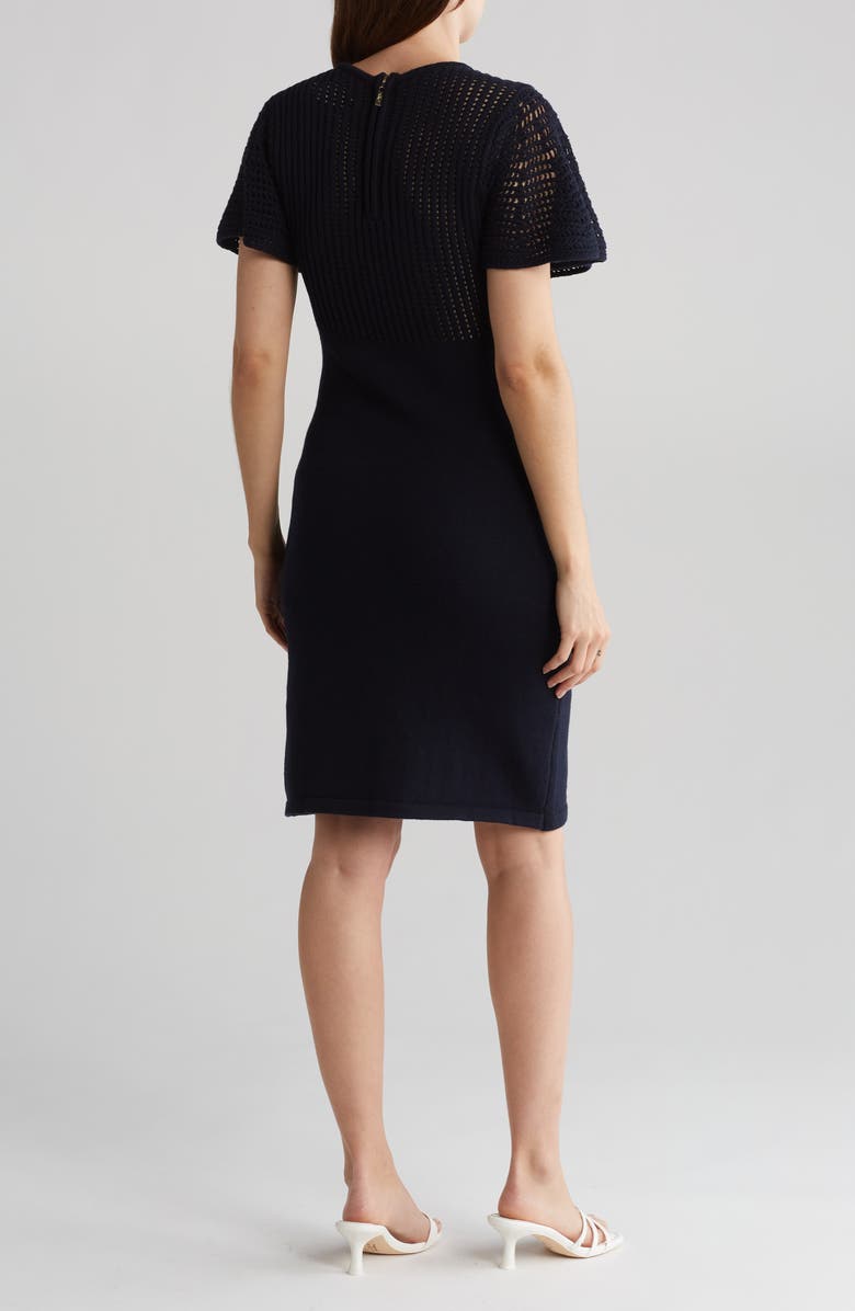 Eliza J Crochet Flutter Sleeve Shift Dress, Alternate, color,