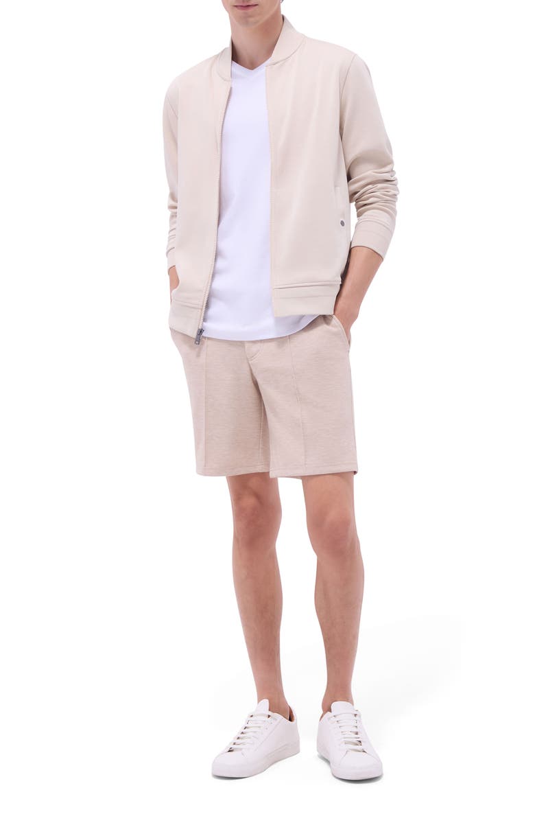 Bugatchi Soft Touch Knit Bomber Jacket, Alternate, color, Almond