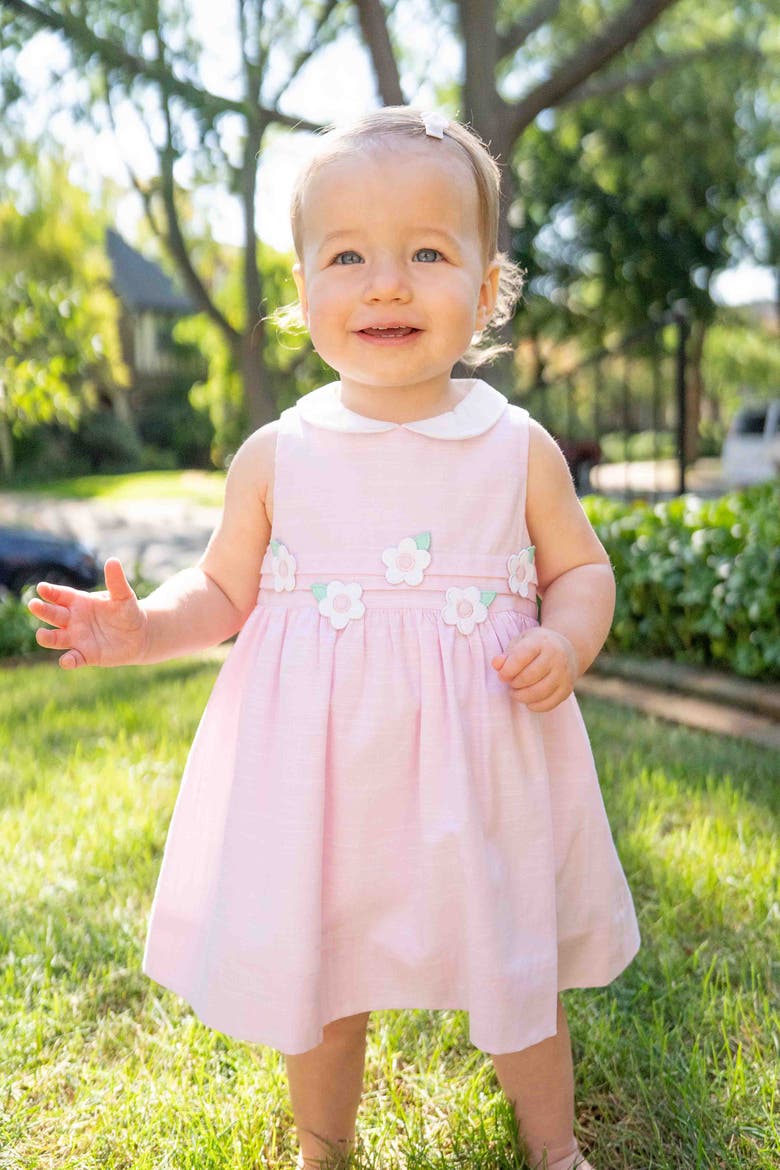 Linen-Look Dress & Bloomer With Flowers, Alternate, color, Pink