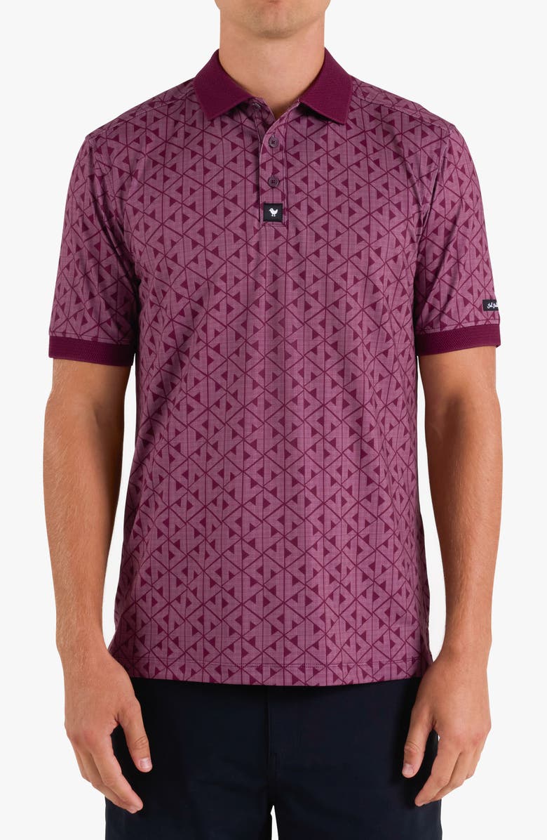 Bad Birdie Ridge Geo Pattern Performance Golf Polo, Main, color, Nightcap - Fig