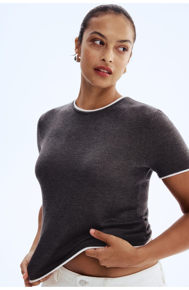 H&M Fine-knit Top, Alternate, color, Dark Gray