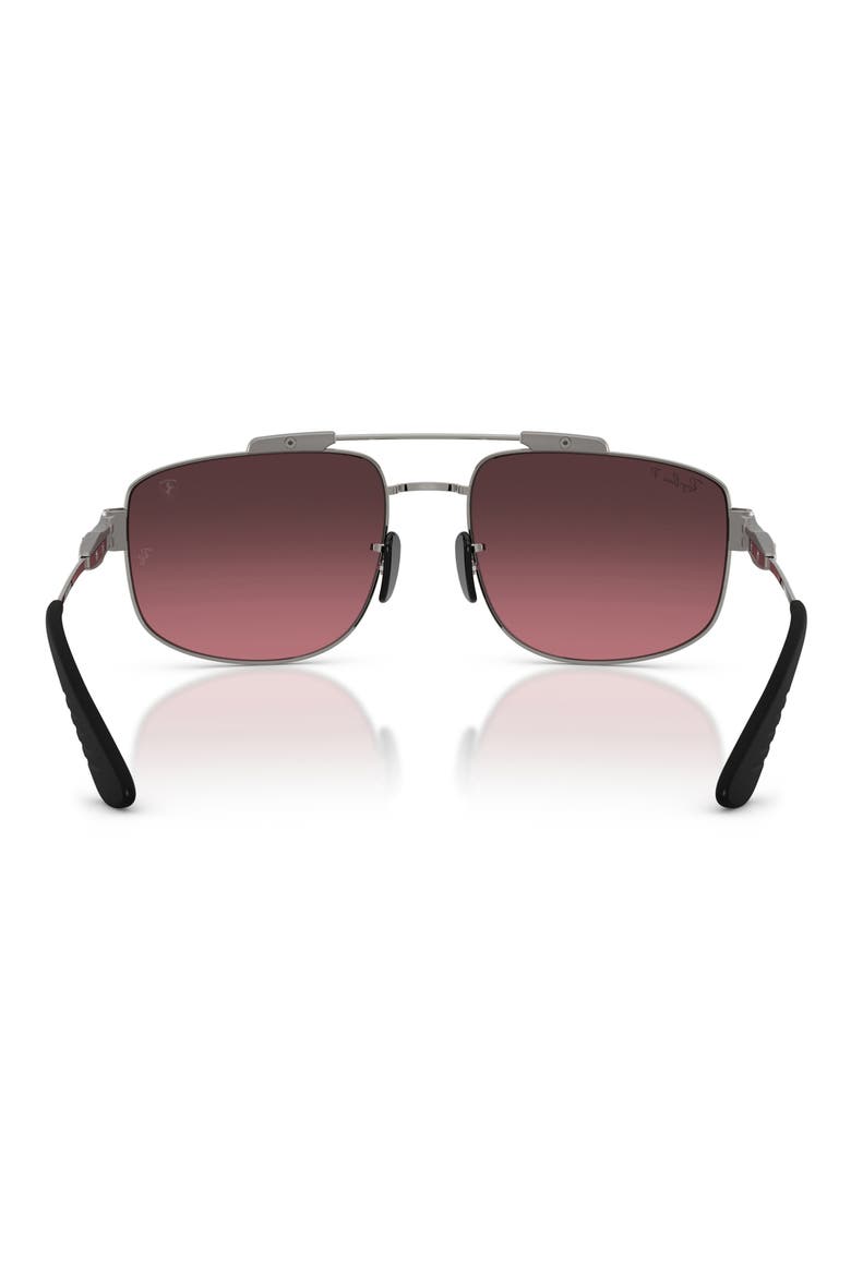 58mm Ferrari Polarized Square Sunglasses, Alternate, color, GUNMETAL / WINE