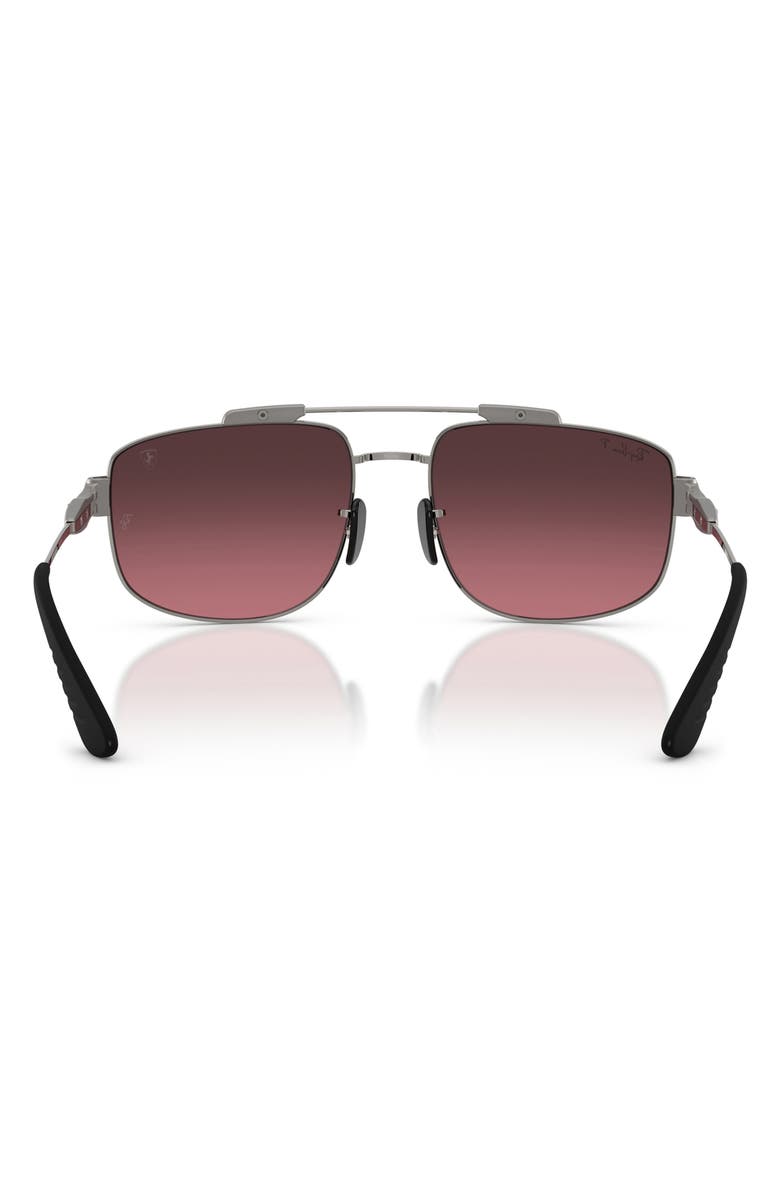 Ray-Ban 58mm Ferrari Polarized Square Sunglasses, Alternate, color, Gunmetal / Wine