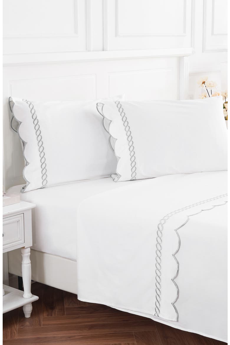 Scallop Rope 600 Thread Count Sheet Set, Alternate, color, GREY