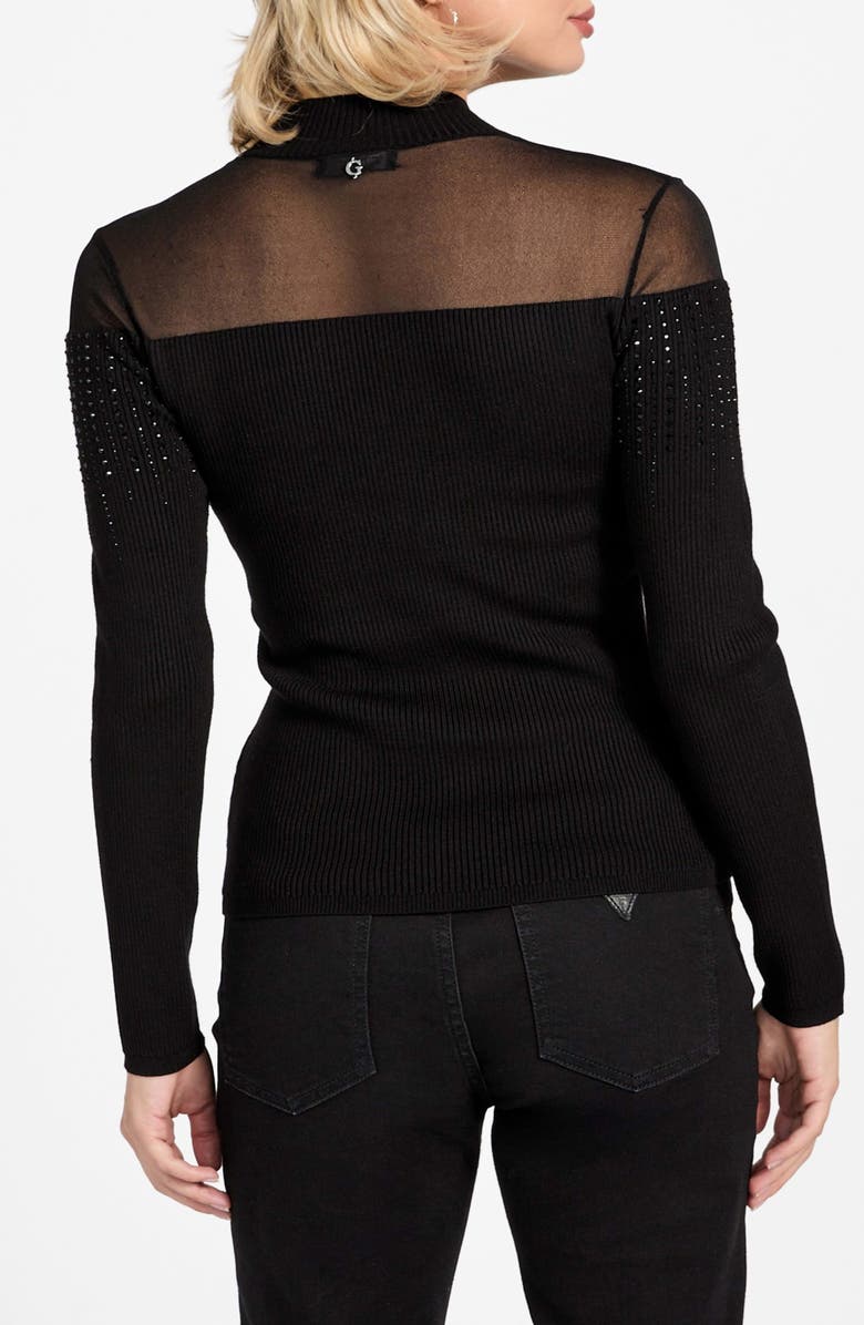 GUESS Jeena Illusion Neck Sweater, Alternate, color, Jblack-Black