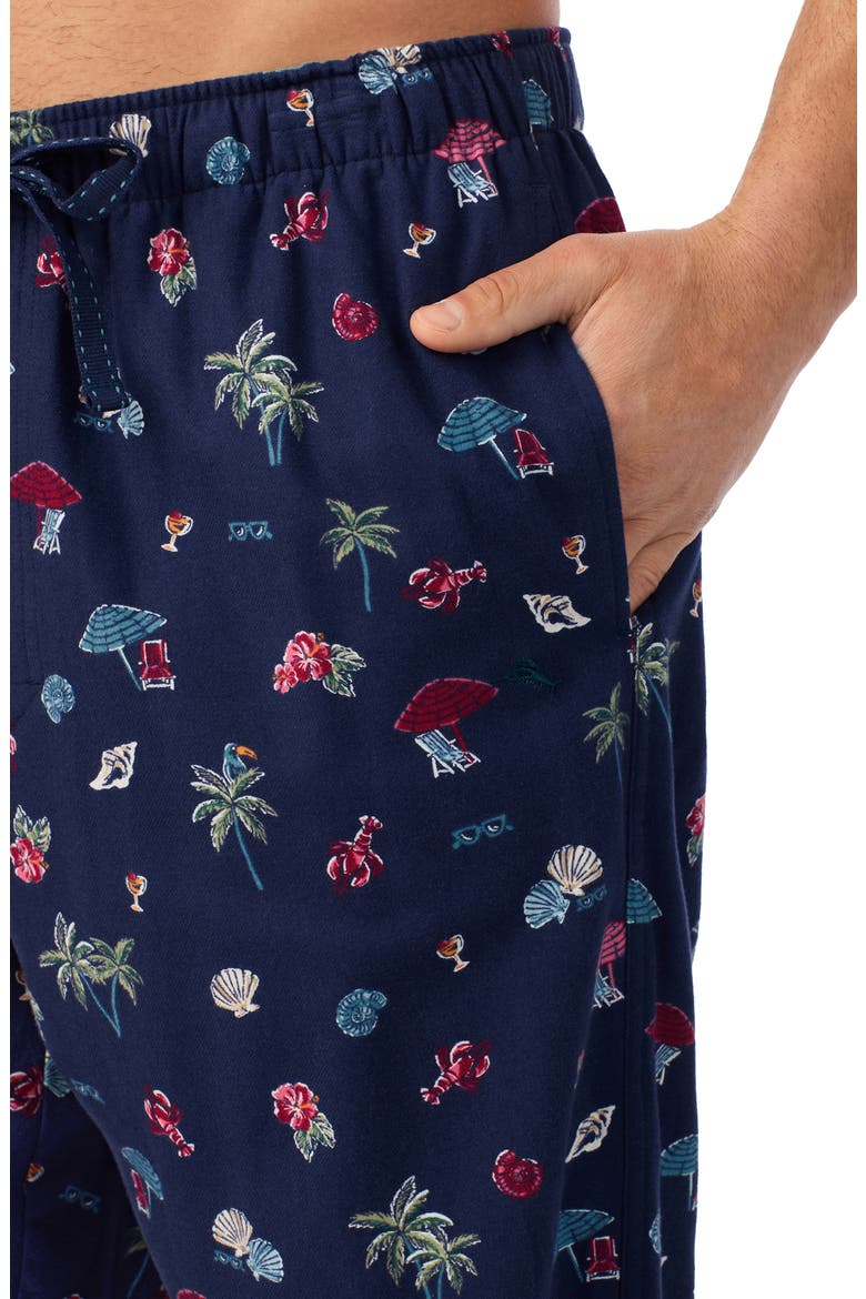 Cotton Flannel Drawstring Pajama Pants, Alternate, color, NAVY