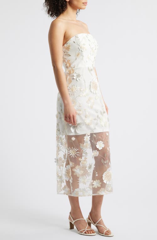 Sam Edelman 3d Flower Strapless Midi Dress In White