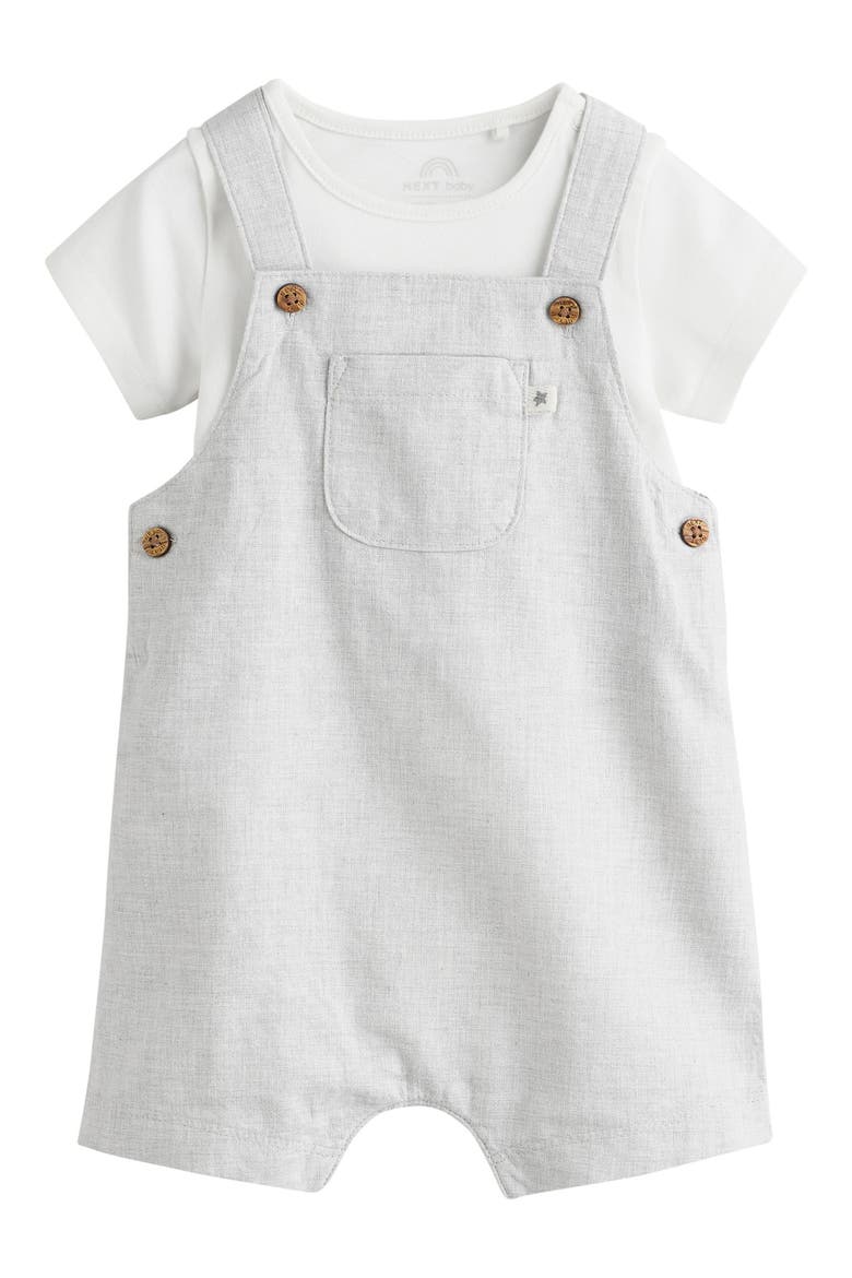 Kids' Linen Blend Dungaree & Bodysuit Set, Main, color, GREY