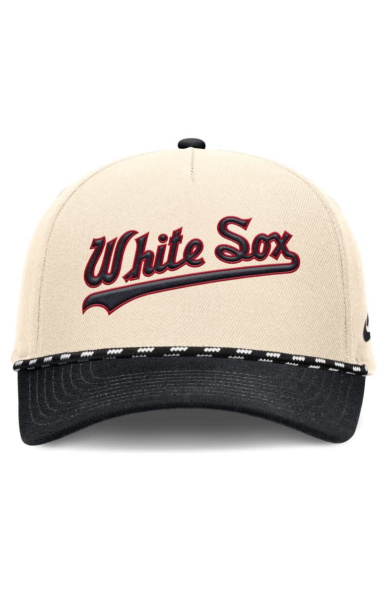 Nike Men's Nike Natural/Black Chicago White Sox Cooperstown Collection Rise Adjustable Hat, Alternate, color, Natural