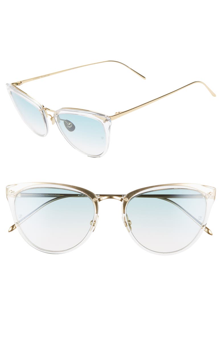 Linda Farrow 53mm Gold Gradient Cat Eye Sunglasses, Main, color,