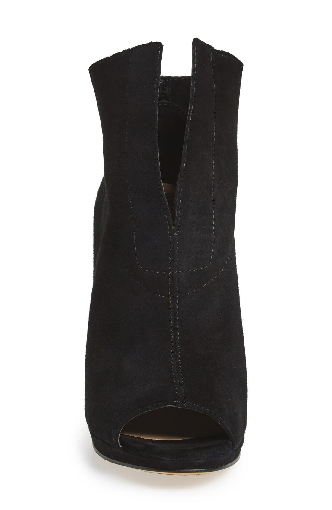 'Rora' Peep Bootie, Alternate, color, BLACK SUEDE
