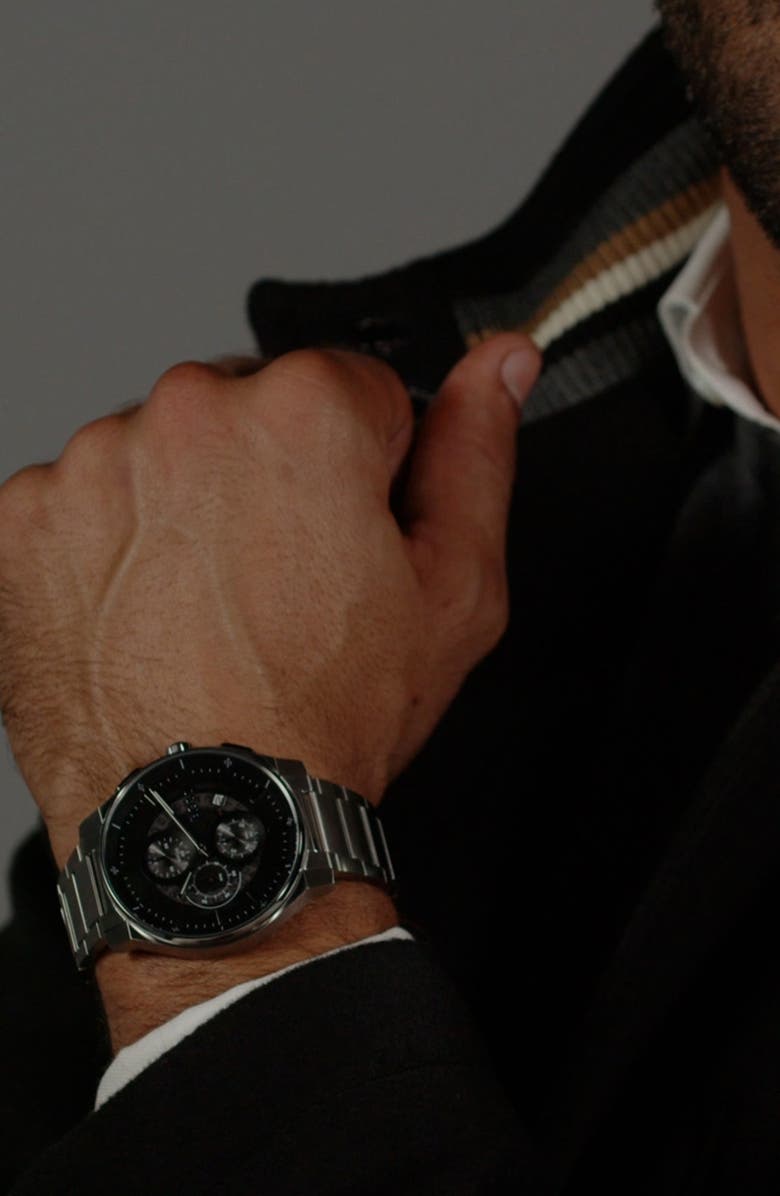 BOSS Peak 2.0 Chronograph Bracelet Watch, 45mm, Alternate, color, Silver/ Black