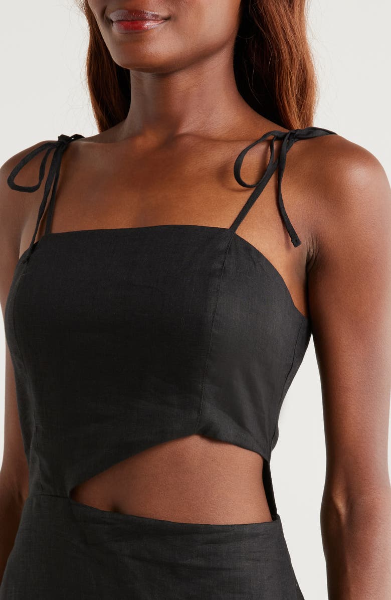 BOAMAR Harper Cutout Linen Blend Cover-Up Dress, Alternate, color, Black