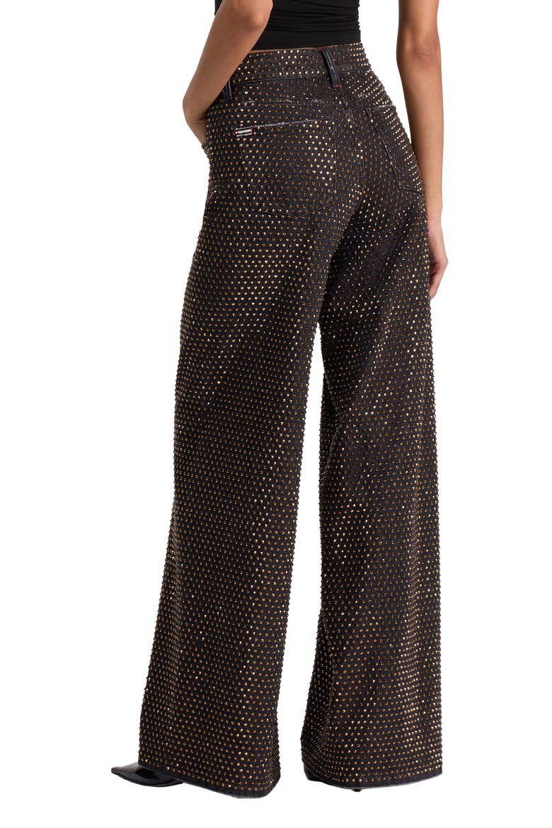 Amazing Stud Embellished Baggy Wide Leg Jeans, Alternate, color, MAYA CHARCOAL BLACK