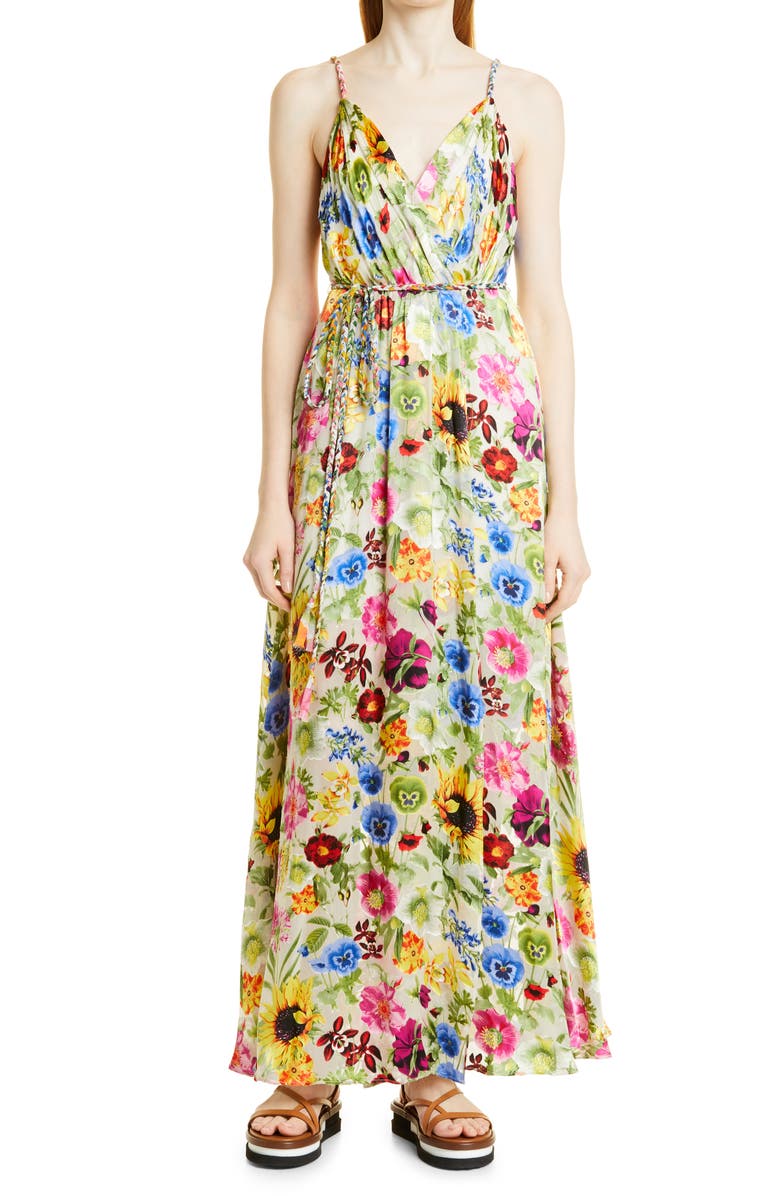 Alice + Olivia Samantha Floral Faux Wrap Dress, Alternate, color, 