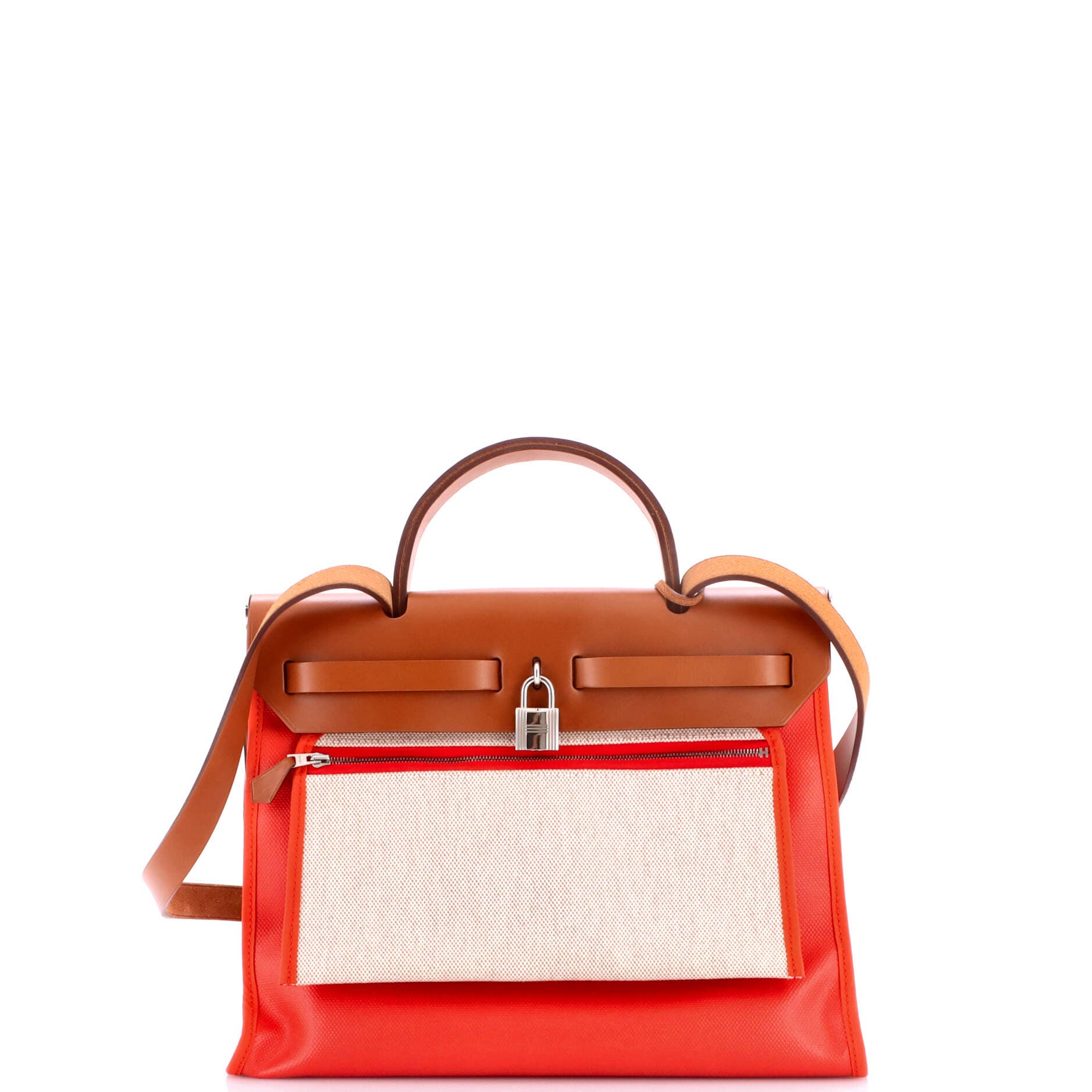 Herbag Zip Berline Vache Canvas and Leather 31, Alternate, color, Orange Poppy