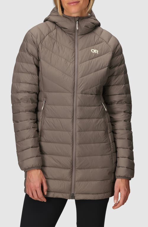 Outdoor Research Transcendent Water Resistant 800 Fill Power Down Coat In Brown