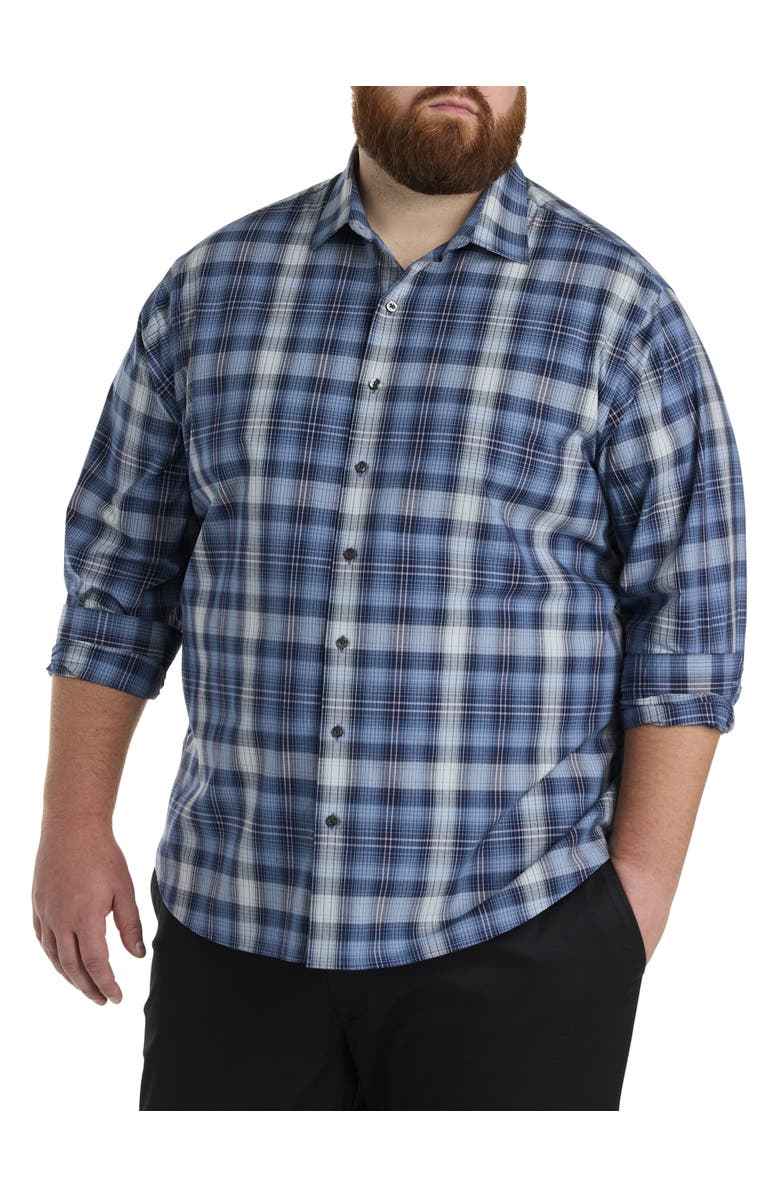 Synrgy by DXL Big & Tall Plaid Sport Shirt, Main, color, Blue