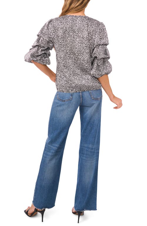 Vince Camuto V-neck Bubble Sleeve Top In Black