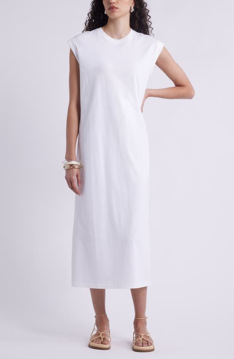 Muscle Sleeve Pima Cotton Jersey Maxi Dress