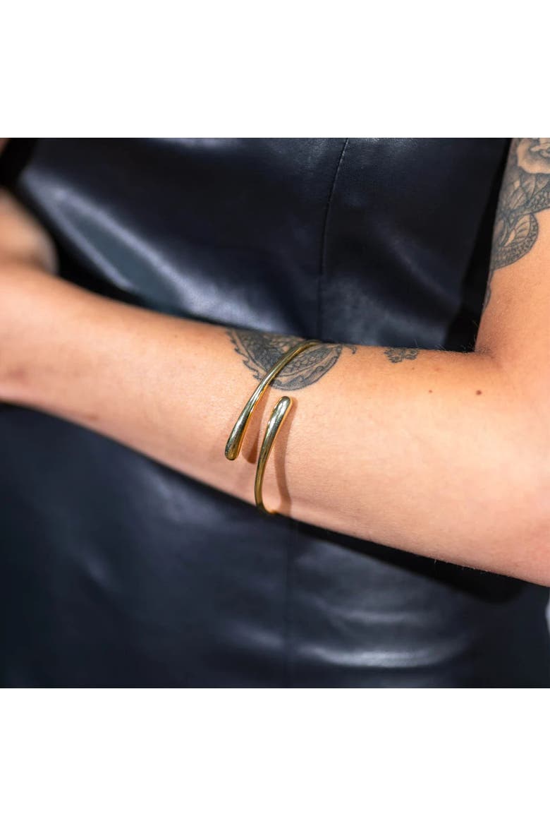 Cross Open Drop Bangle, Alternate, color, Gold Vermeil