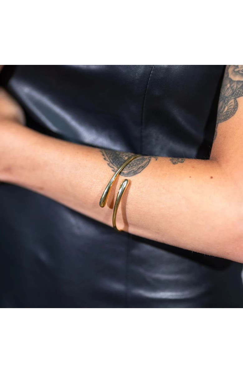 Lucy Quartermaine Cross Open Drop Bangle, Alternate, color, Gold Vermeil