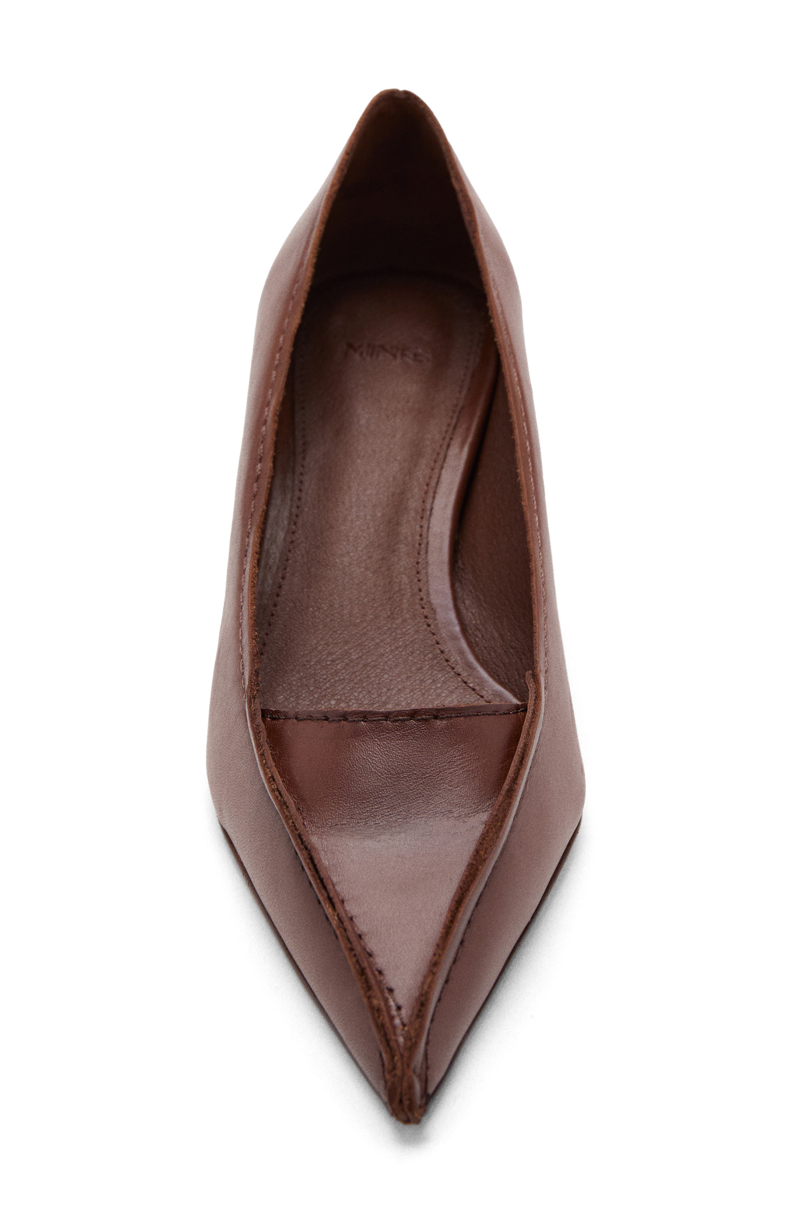 MANGO Pointed Toe Kitten Heel Pump, Alternate, color, Brown