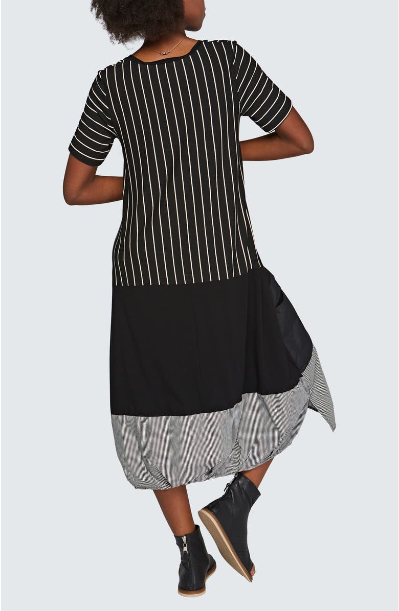 LUUKAA Lila Long Striped Viscose Jersey Dress, Alternate, color, Black