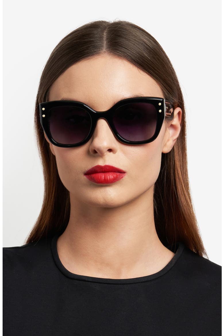 51mm Gradient Square Sunglasses, Alternate, color, BLACK/ DARK GREY SF