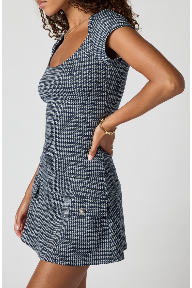 Houndstooth Square Neck Top, Alternate, color, NVY SM HNDSTOTH