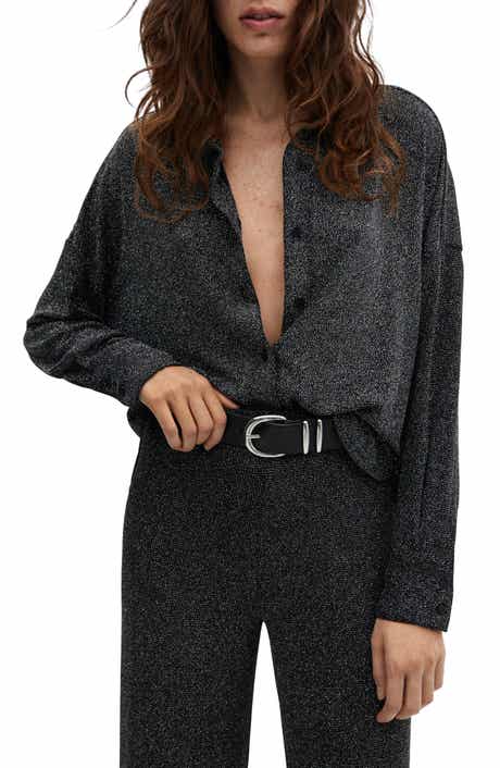 MANGO Metallic Button-Up Shirt