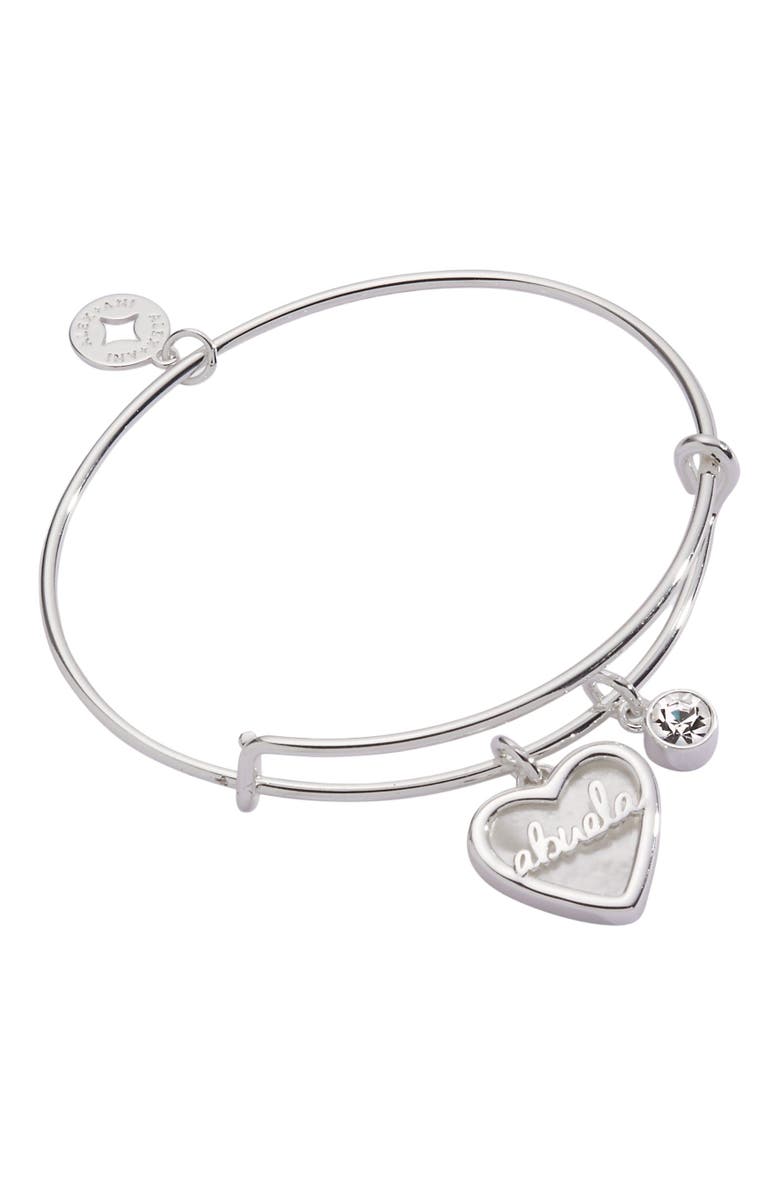 Alex and Ani Abuela Mother of Pearl Heart Bangle Bracelet Duo, Main, color, Silver