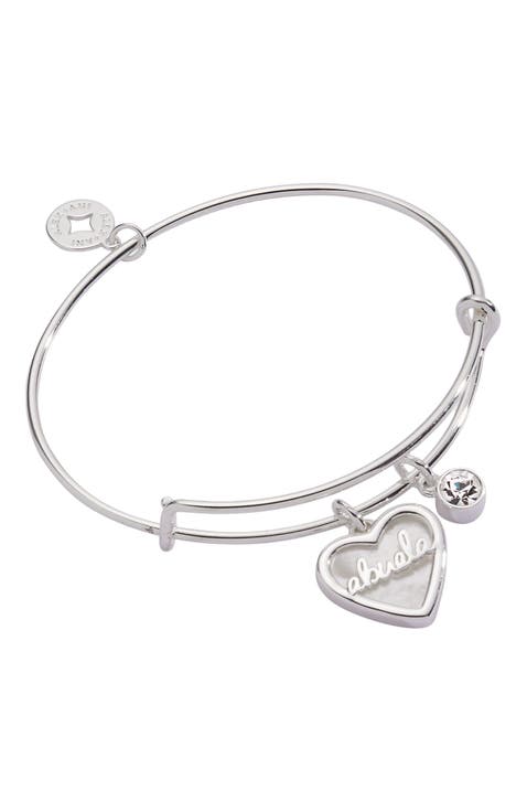 Abuela Mother of Pearl Heart Bangle Bracelet Duo