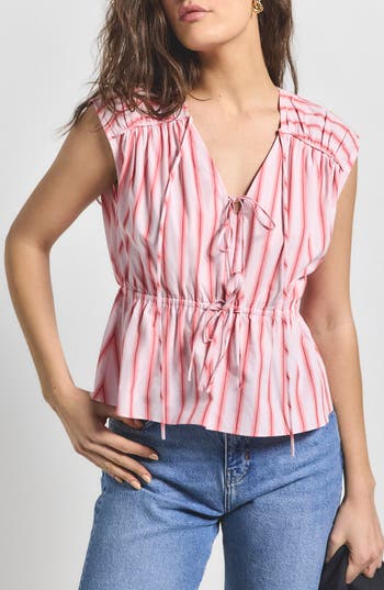 Derek Lam 10 Crosby Caroline Striped Double-tie Top