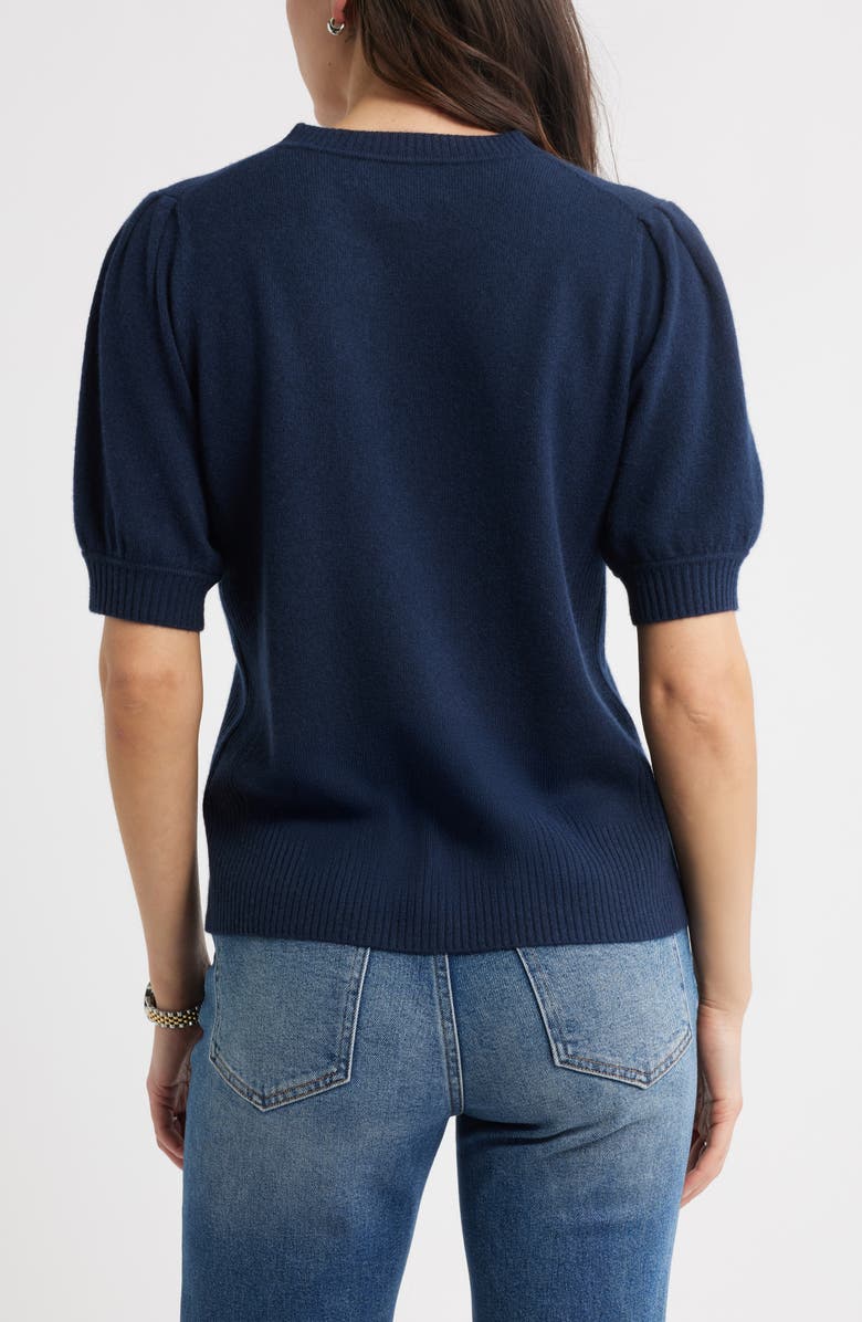 Caslon<sup>®</sup> Puff Sleeve Wool & Cashmere Sweater, Alternate, color, Navy Night
