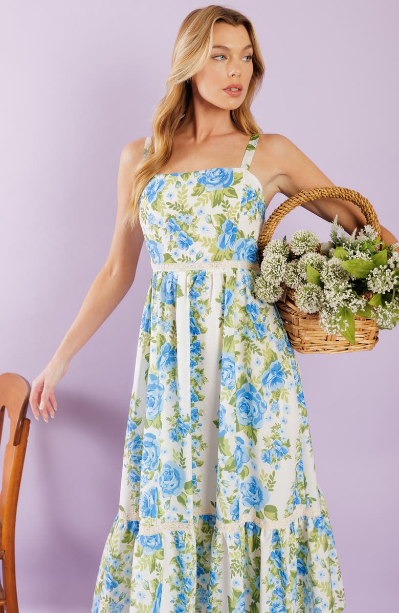 FLYING TOMATO Floral Fit & Flare Midi Sundress, Alternate, color, 